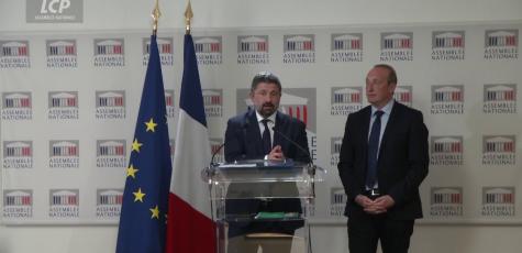Jean-Félix Acquaviva et Laurent Marcangeli à l'Assemblée nationale, mercredi 30 mai 2023