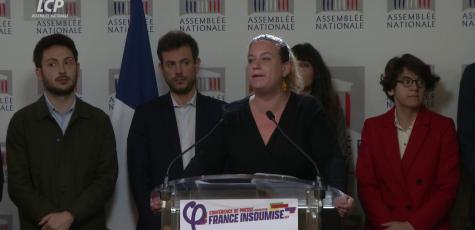 Conférence de presse du groupe LFI à l'Assemblée, le jeudi 10 octobre 2024.