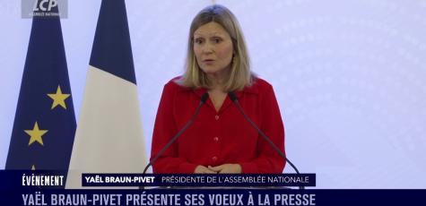 Yaël Braun-Pivet présente ses voeux à la presse