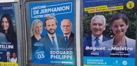 Affiches électorales à Boulogne-Billancourt, le 24 janvier 2025