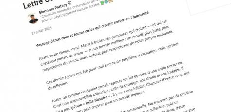 Capture d'écran de la lettre ouverte de Eleonore Pattery.