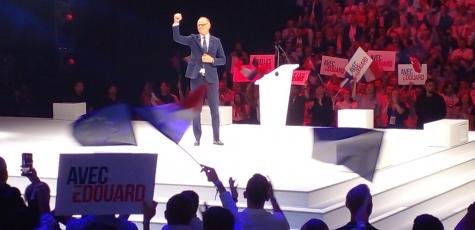 Edouard Phillippe en meeting à l'Adidas Arena, le 5 juillet 2026