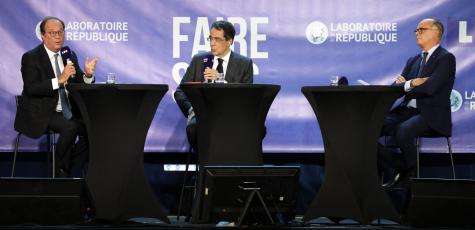 François Hollande et Édouard Philippe en débat à Sens, le 29 août 2026