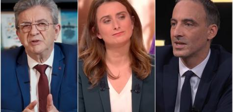 Jean-Luc Mélenchon, Marine Tondelier et Raphaël Glucksmann