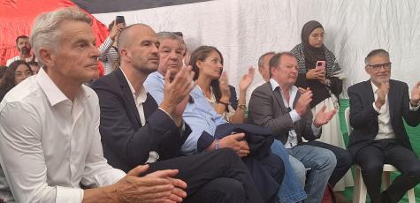 Fabien Roussel, Manuel Bompard, Elsa Faucillon, Stéphane Peu, Olivier Faure, le 11 septembre 2026.