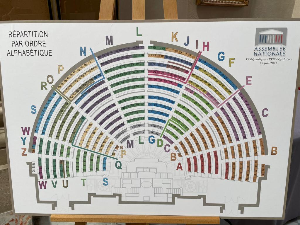 La répartition des députés dans l'hémicycle mardi 28 juin 2022 (LCP)